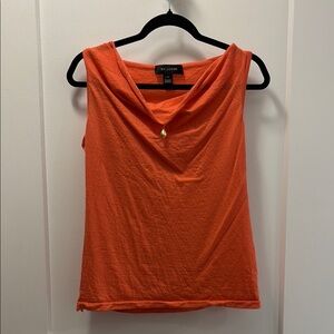 St. John Pink Sleeveless Top with Draped Neckline